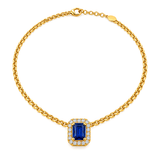 18K Gold Set with Blue Stone and Link Chain Design