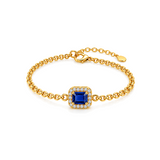 18K Gold Set with Blue Stone and Link Chain Design