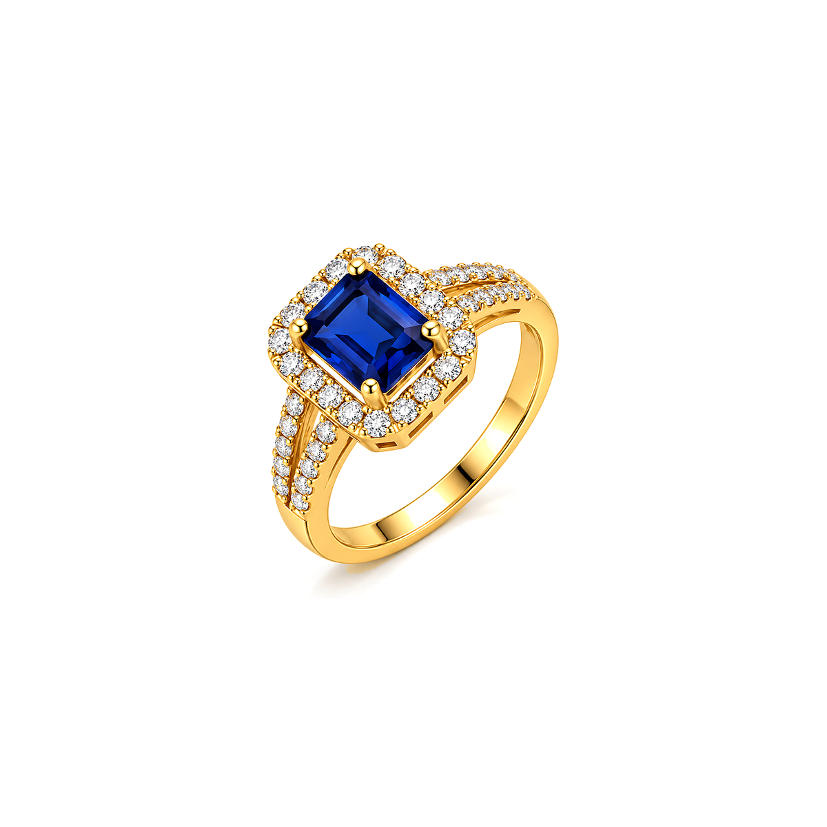 18K Gold Set with Blue Stone and Link Chain Design