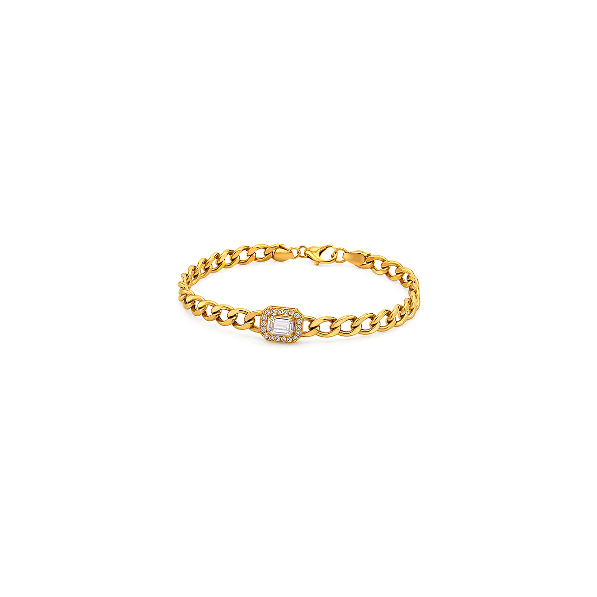 18K Gold Set, Wide Earrings with A Square Stone