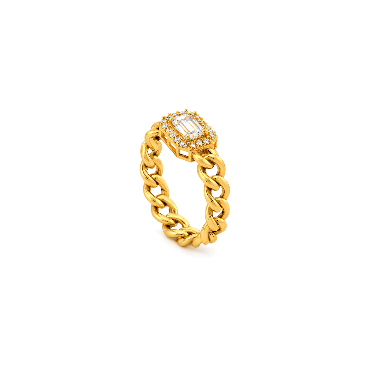 18K Gold Set, Wide Earrings with A Square Stone