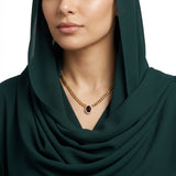 عقد ذهب عيار 18 بحجر احمر ناري