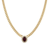 18K Gold Necklace with Fiery Red Gemstone