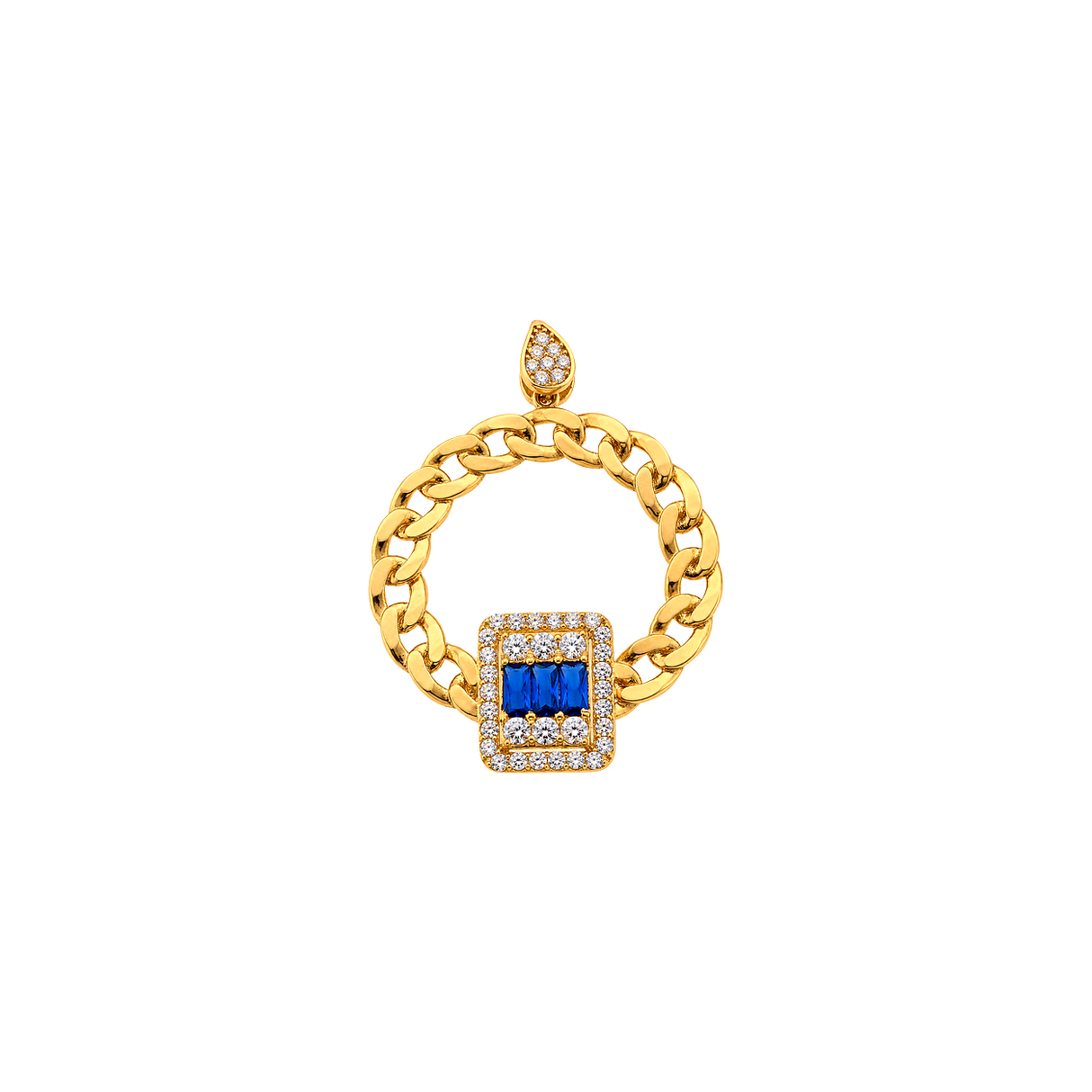 18K Gold Half Set with Color Design In Blue