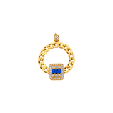 18K Gold Half Set with Color Design In Blue