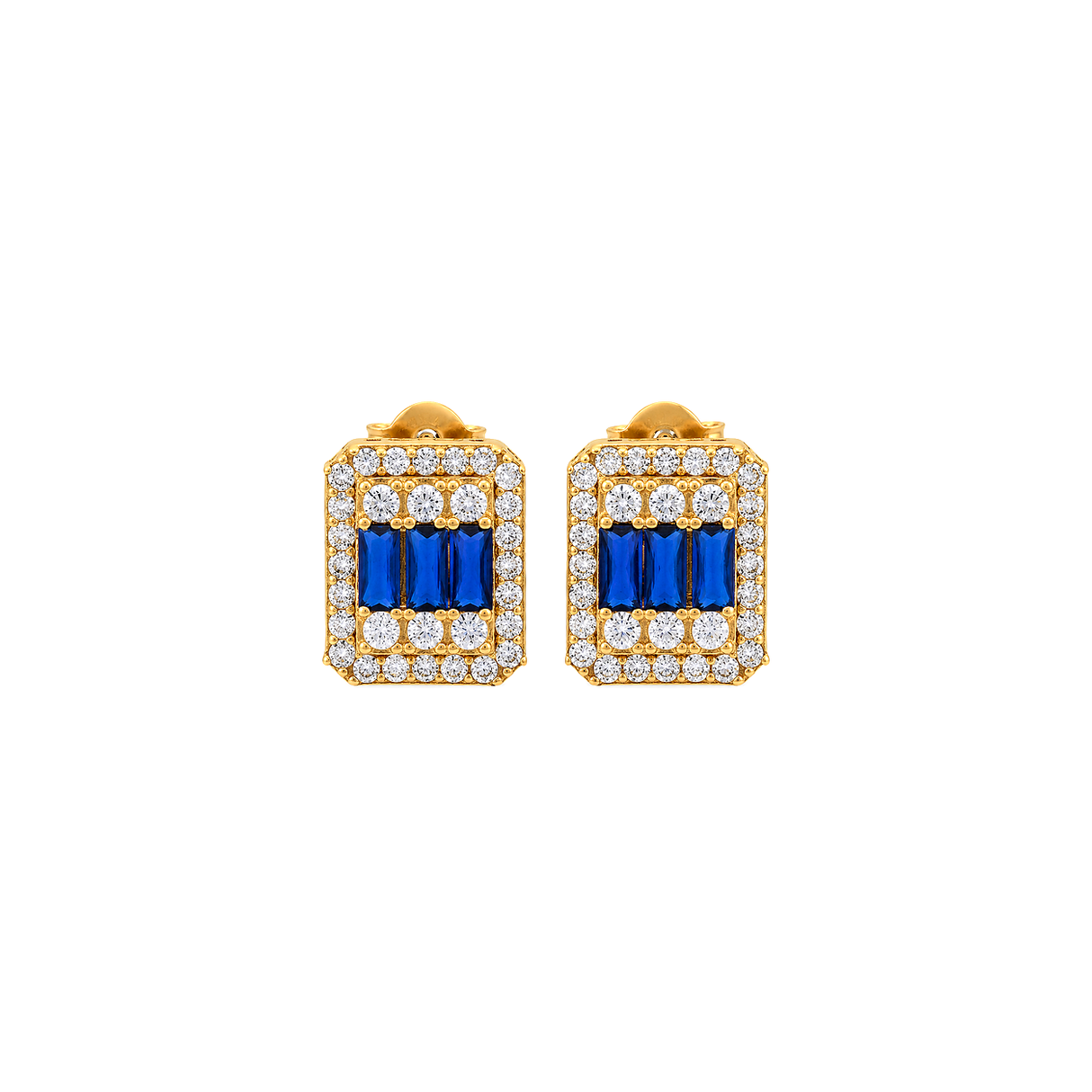 18K Gold Half Set with Color Design In Blue