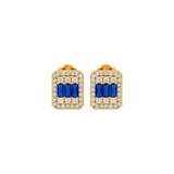 18K Gold Half Set with Color Design In Blue