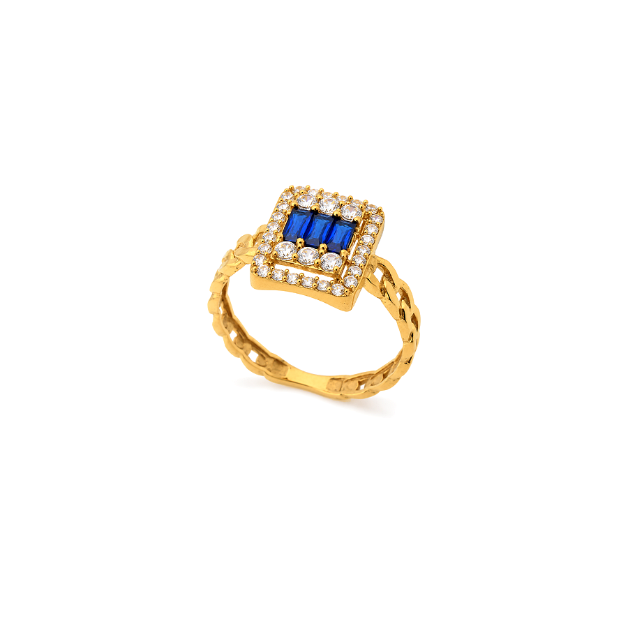 18K Gold Half Set with Color Design In Blue