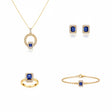 18K Gold Half Set with Blue Color