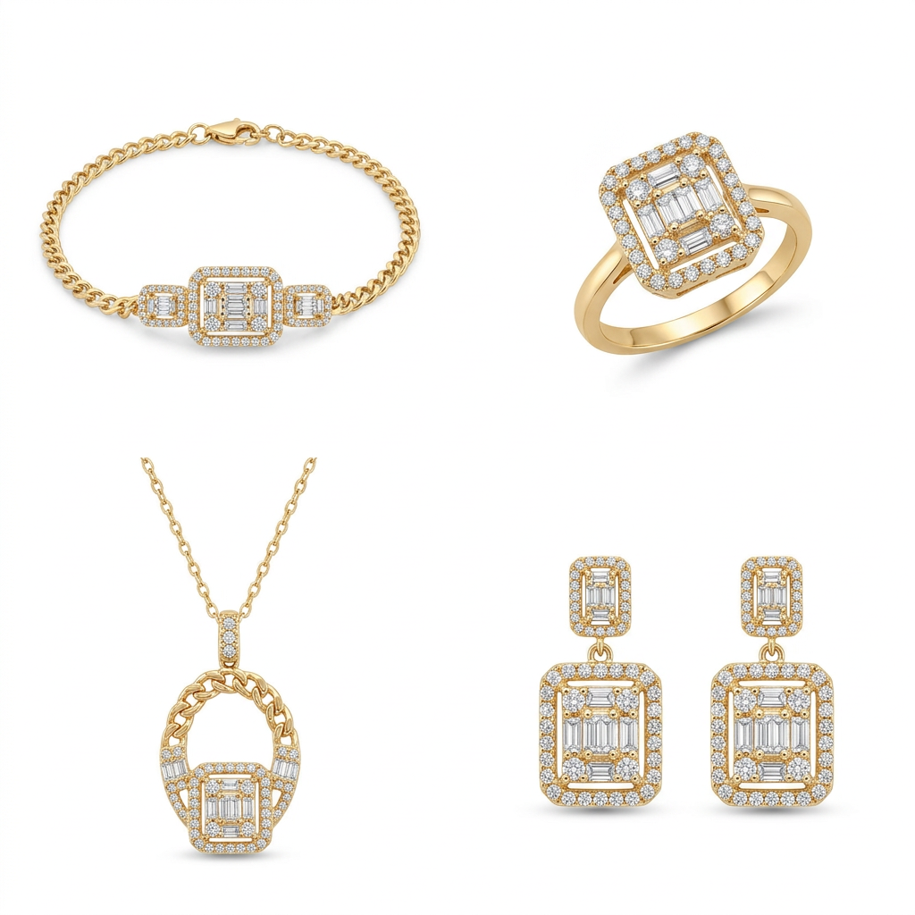 18K Gold Half Set with Happy-Making Gemstones