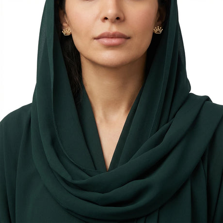 حلق ذهب عيار 18 بتصميم تاج