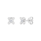 18K White Gold Earrings with Black Flower