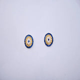 18K Gold Earrings with Embellished Circular Design