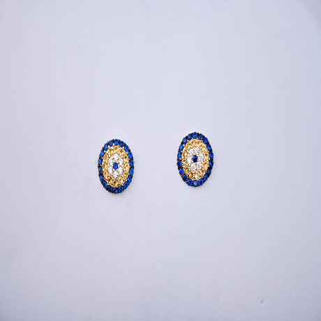 18K Gold Earrings with Embellished Circular Design
