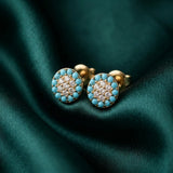 18K Gold Earrings with Distinctive Turquoise Gemstones