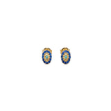 18K Gold Sky Color Earrings with Colorful Circular Design