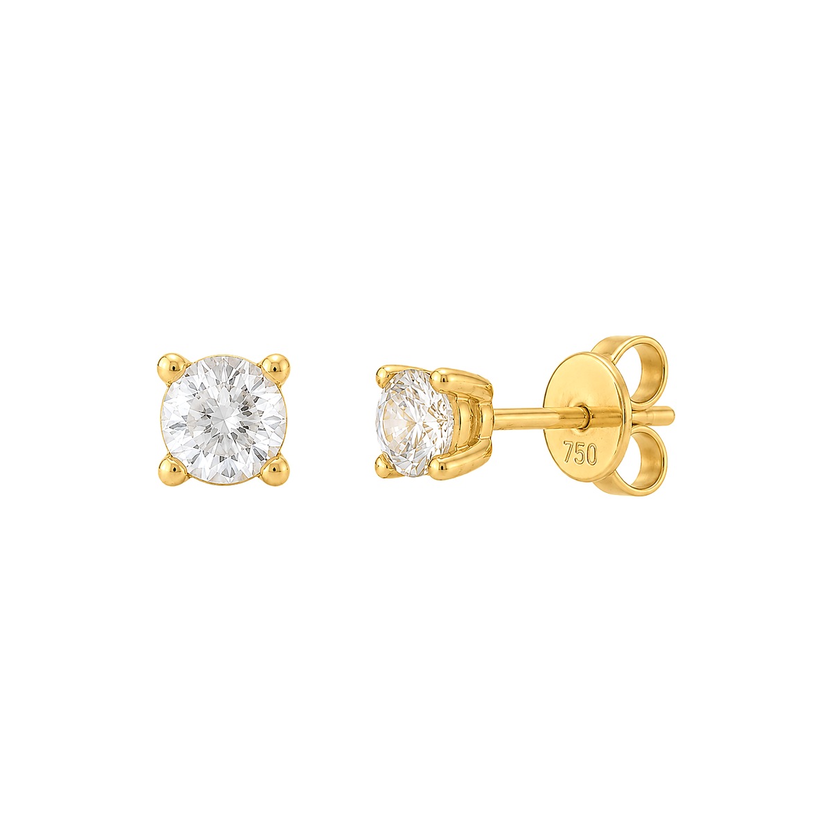 18K Gold Earrings with Small Sqaure Design
