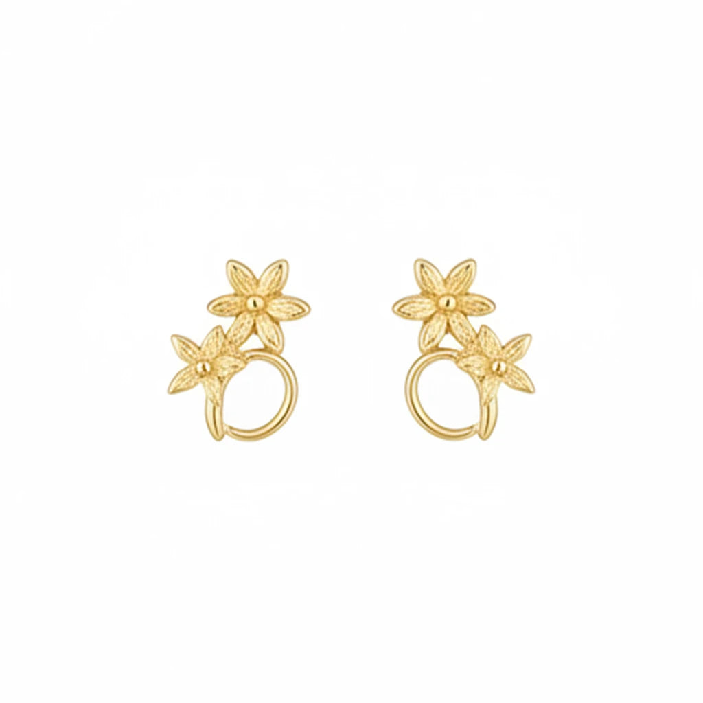 18K Gold Earrings with Interwoven Floral Design