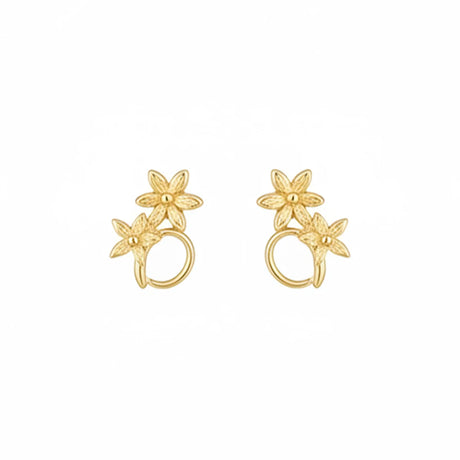 18K Gold Earrings with Interwoven Floral Design