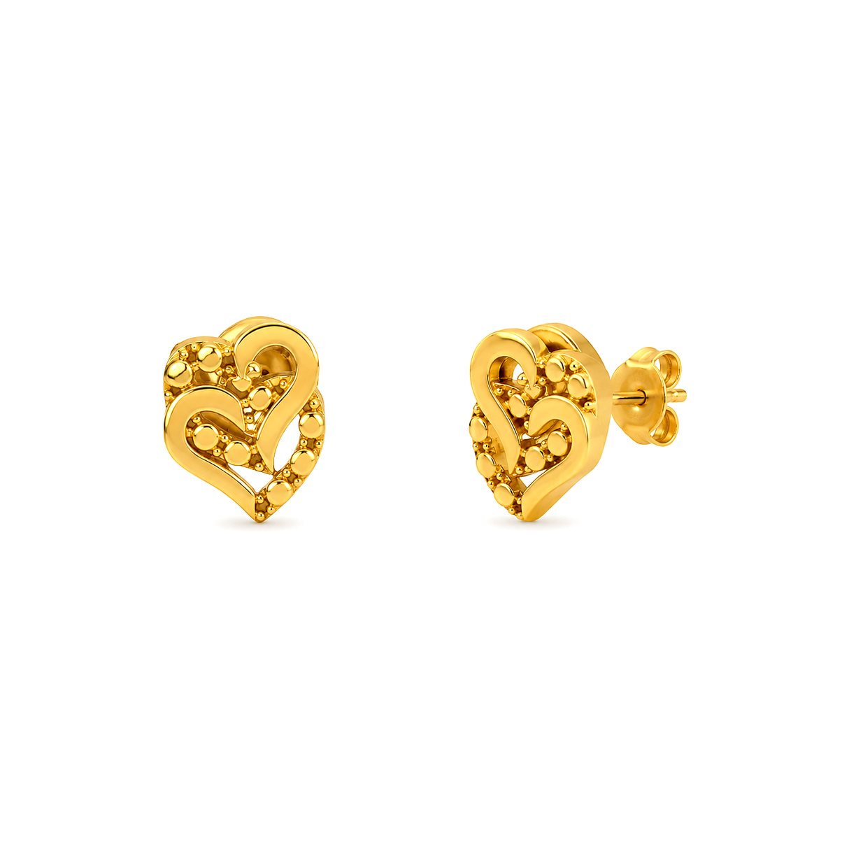 18K Gold Earrings with Interlocking Hearts Design