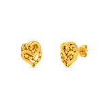 18K Gold Earrings with Interlocking Hearts Design