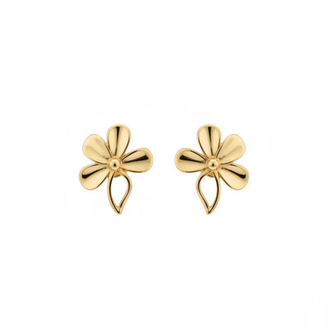 18K Gold Earrings with Dancing Rose Design