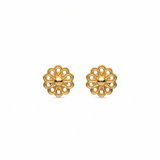 18K Gold Earrings with Ornate Rose Design