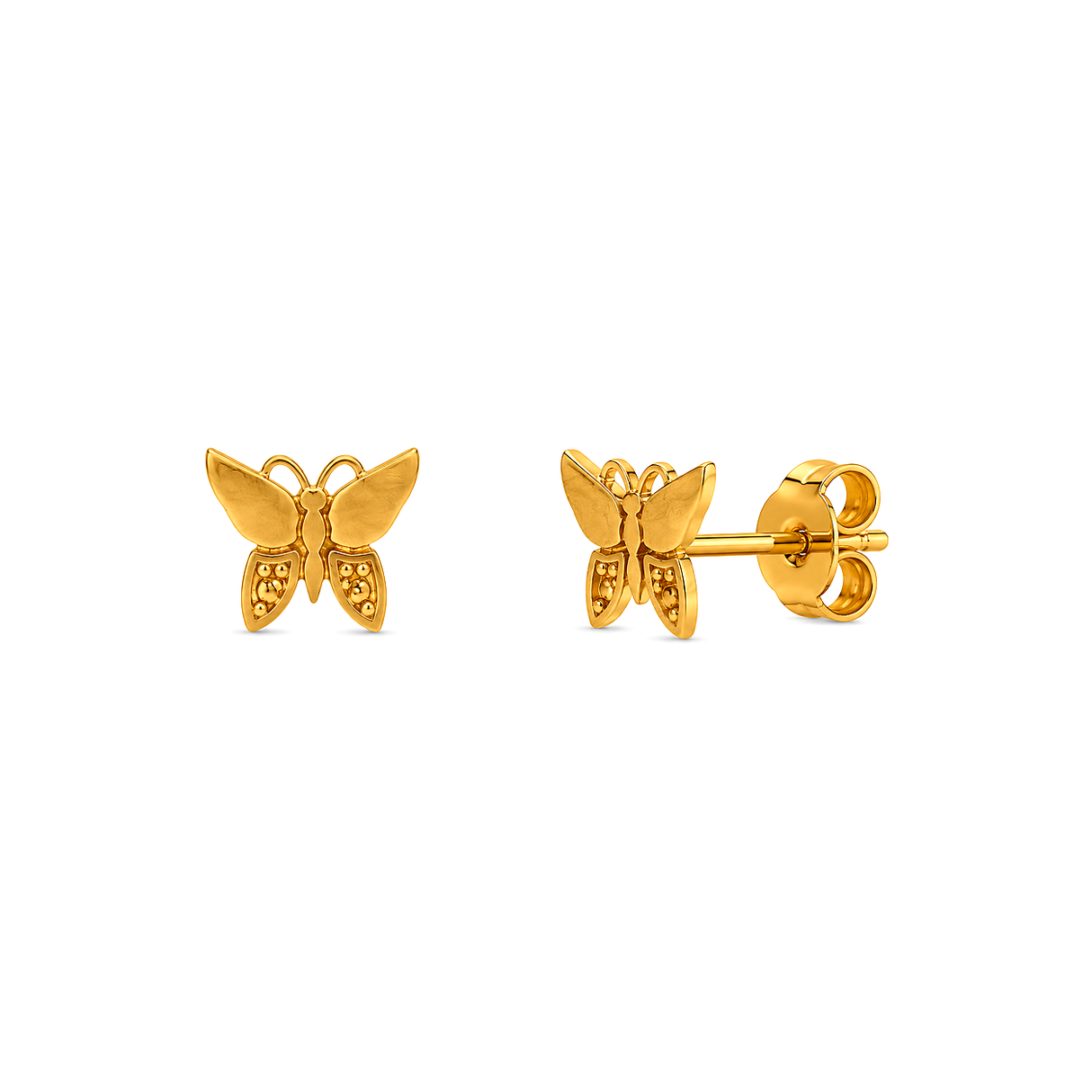 18K Gold Earrings with Decorative Butterfly Design