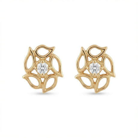 18K Gold Earrings with Loving Flowers Design