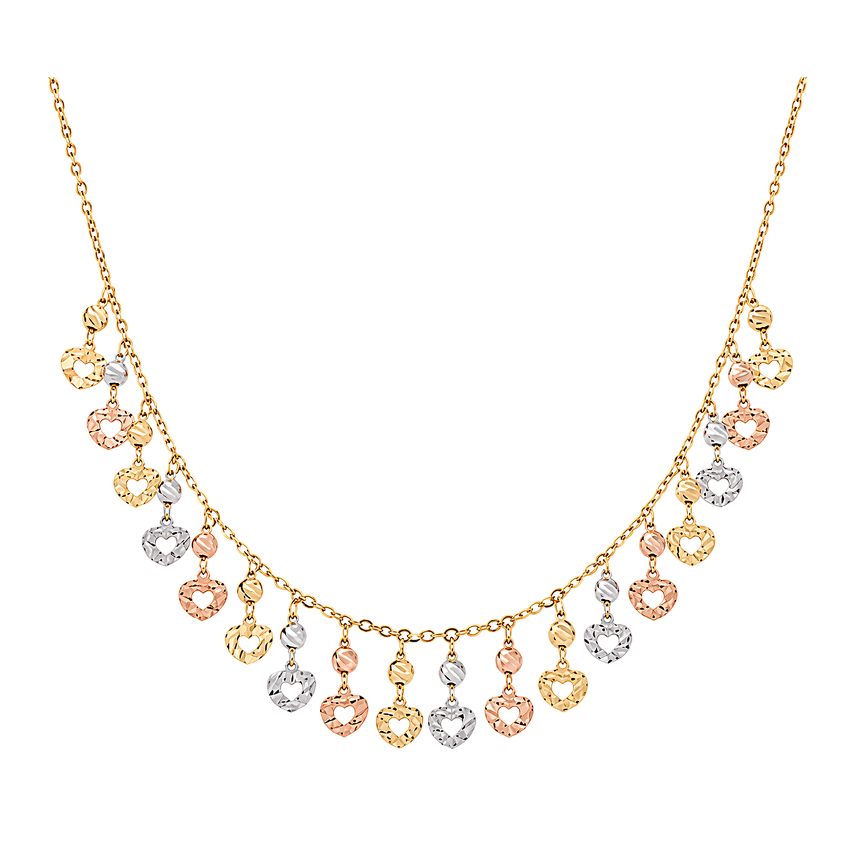 18K Gold Necklace Colorful Dangling Charms Design