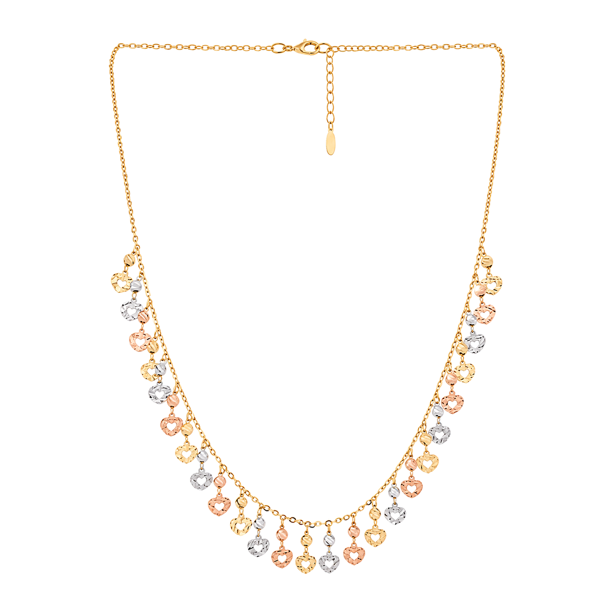18K Gold Necklace Colorful Dangling Charms Design