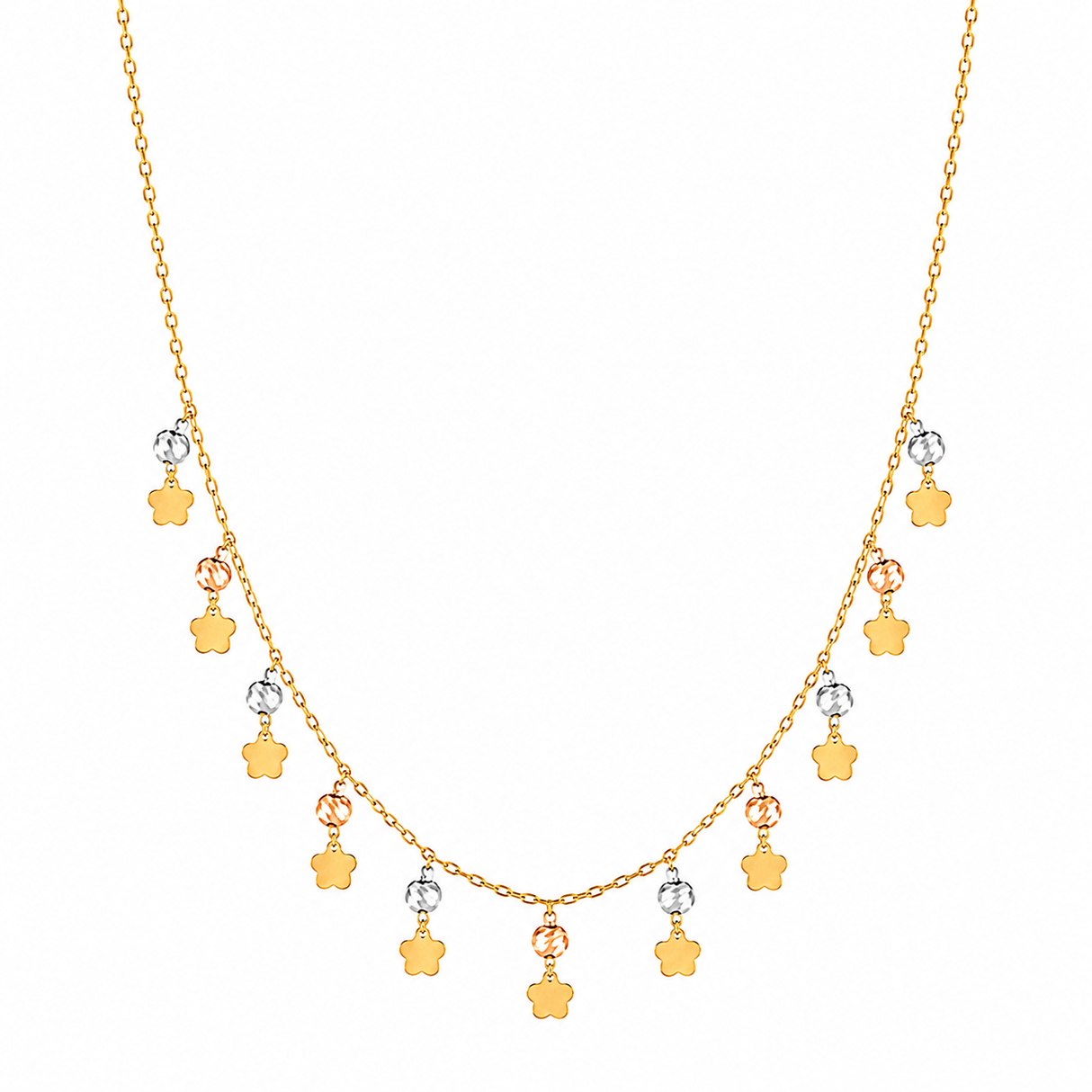 18K Gold Necklace Stars Design