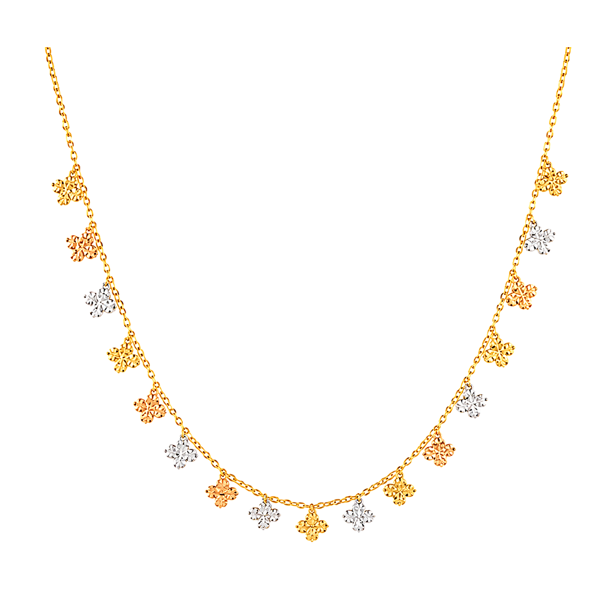 18K Gold Necklace Small Flowers Design