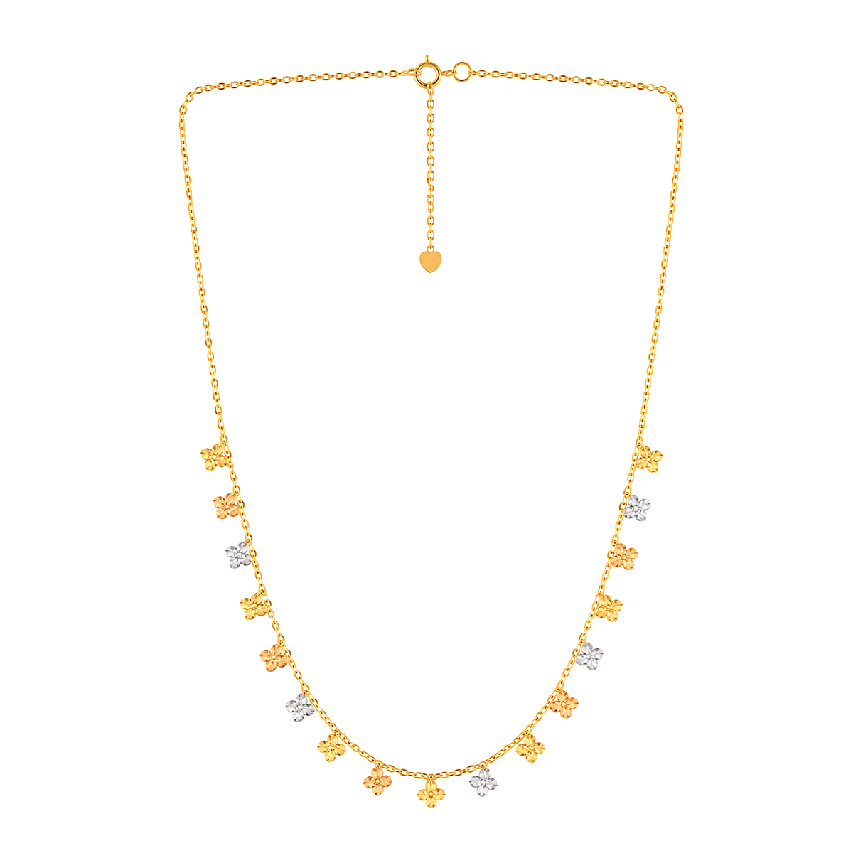 18K Gold Necklace Small Flowers Design