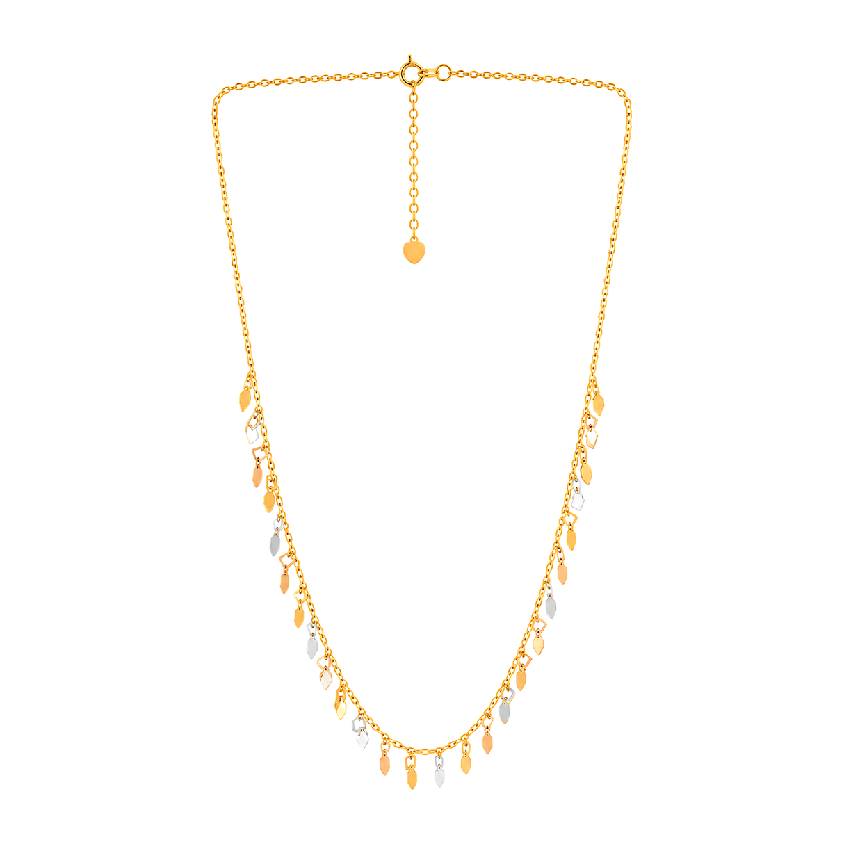 18K Gold Necklace with Dangling Pendants