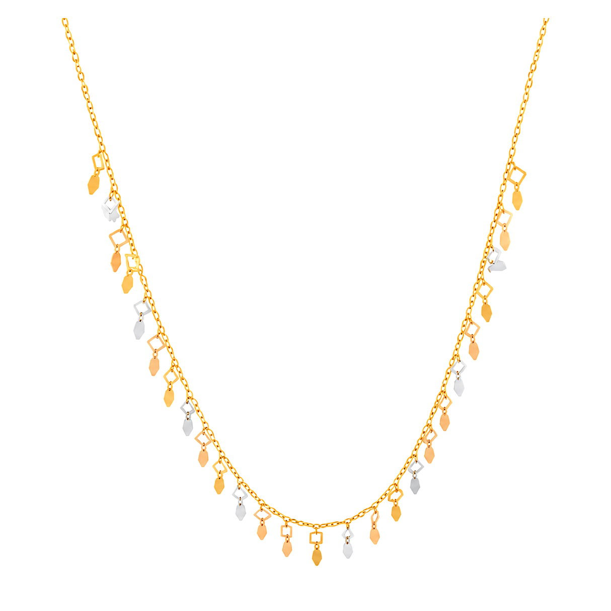 18K Gold Necklace with Dangling Pendants