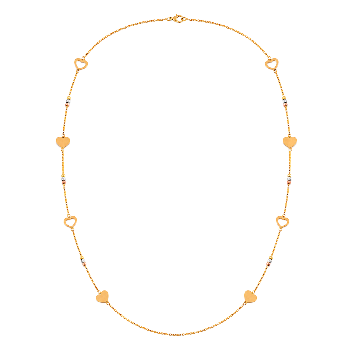 18K Gold Shawl Necklace Small Hearts Design