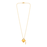 18K Gold Necklace with Heart Key Design