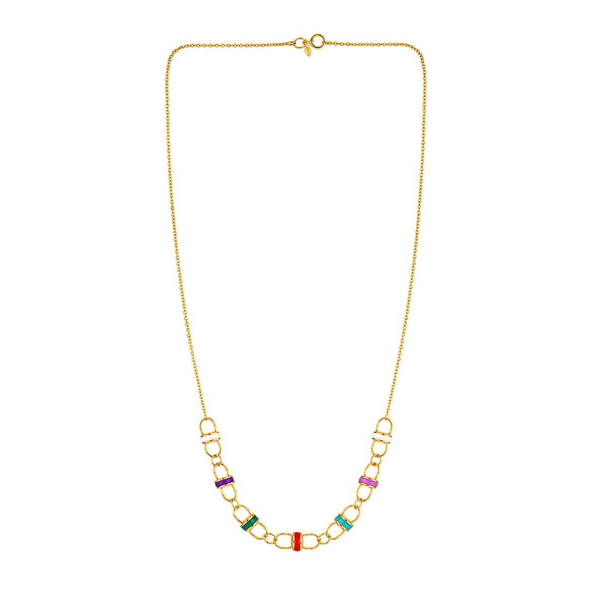 18K Gold Necklace Opposing Circles Design