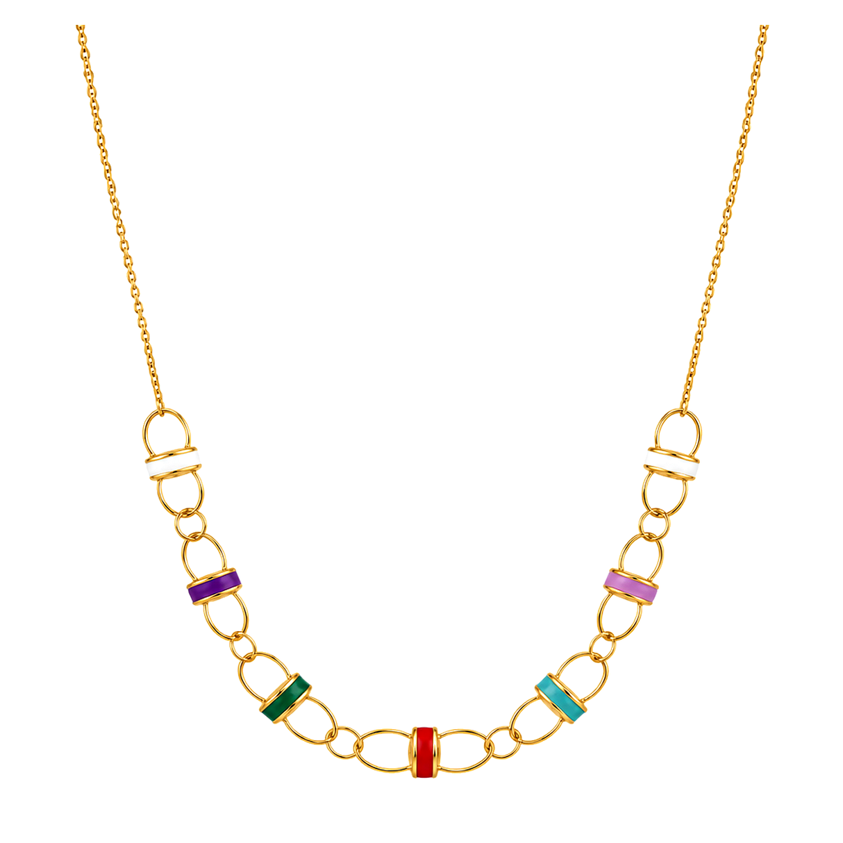 18K Gold Necklace Opposing Circles Design