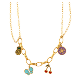 18K Gold Necklace with Various Pendants