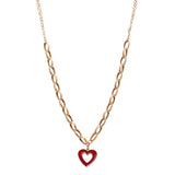 18K Gold Pendant with Confidence Color Hollow Heart Design In Red