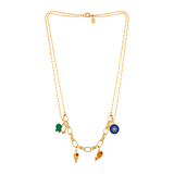 18K Gold Necklace with Various Charms