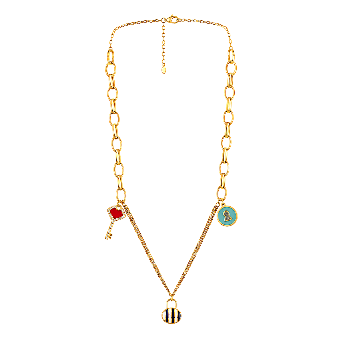 18K Gold Necklace with Assorted Charms