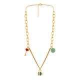 18K Gold Necklace with Assorted Charms