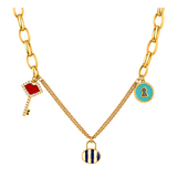 18K Gold Necklace with Assorted Charms