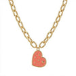 18K Gold Necklace with Pink Heart Pendant