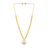 18K Gold Necklace with Colorful Rings Design