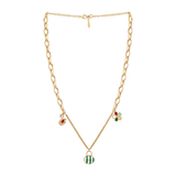18K Gold Necklace with Colorful Pendants
