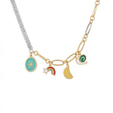 18K Gold Kids Necklace with Assorted Shape Pendants